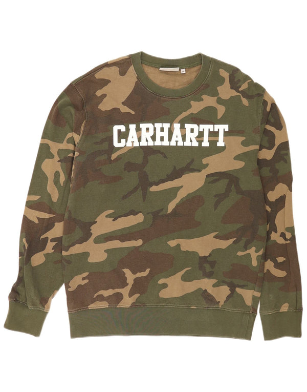 Hanorac grafic pentru bărbați Carhartt Pulover Medium Kaki Camuflage Bumbac