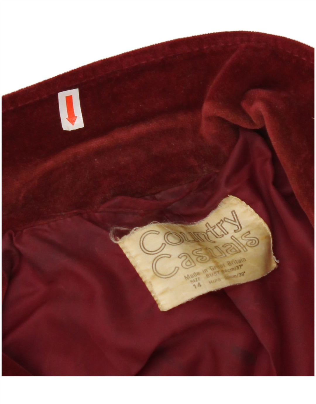 COUNTRY CASUALS Jachetă pentru femei din catifea cu 2 nasturi, UK 14, mare, burgundă