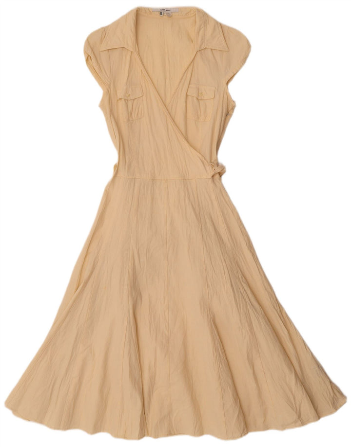 Rochie A-Line pentru femei Zara UK 12 Bumbac galben mediu