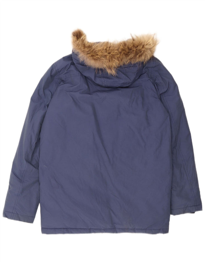 Palton căptușit cu glugă pentru băieți Woolrich 13-14 ani, bumbac albastru