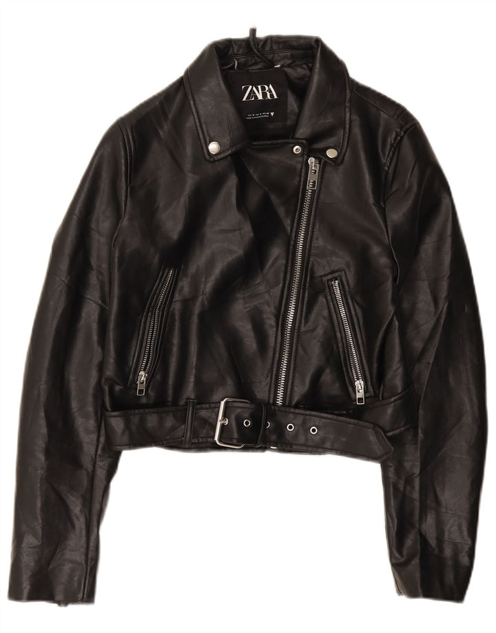 Jachetă motociclist pentru femei Zara UK 12 Medium Negru