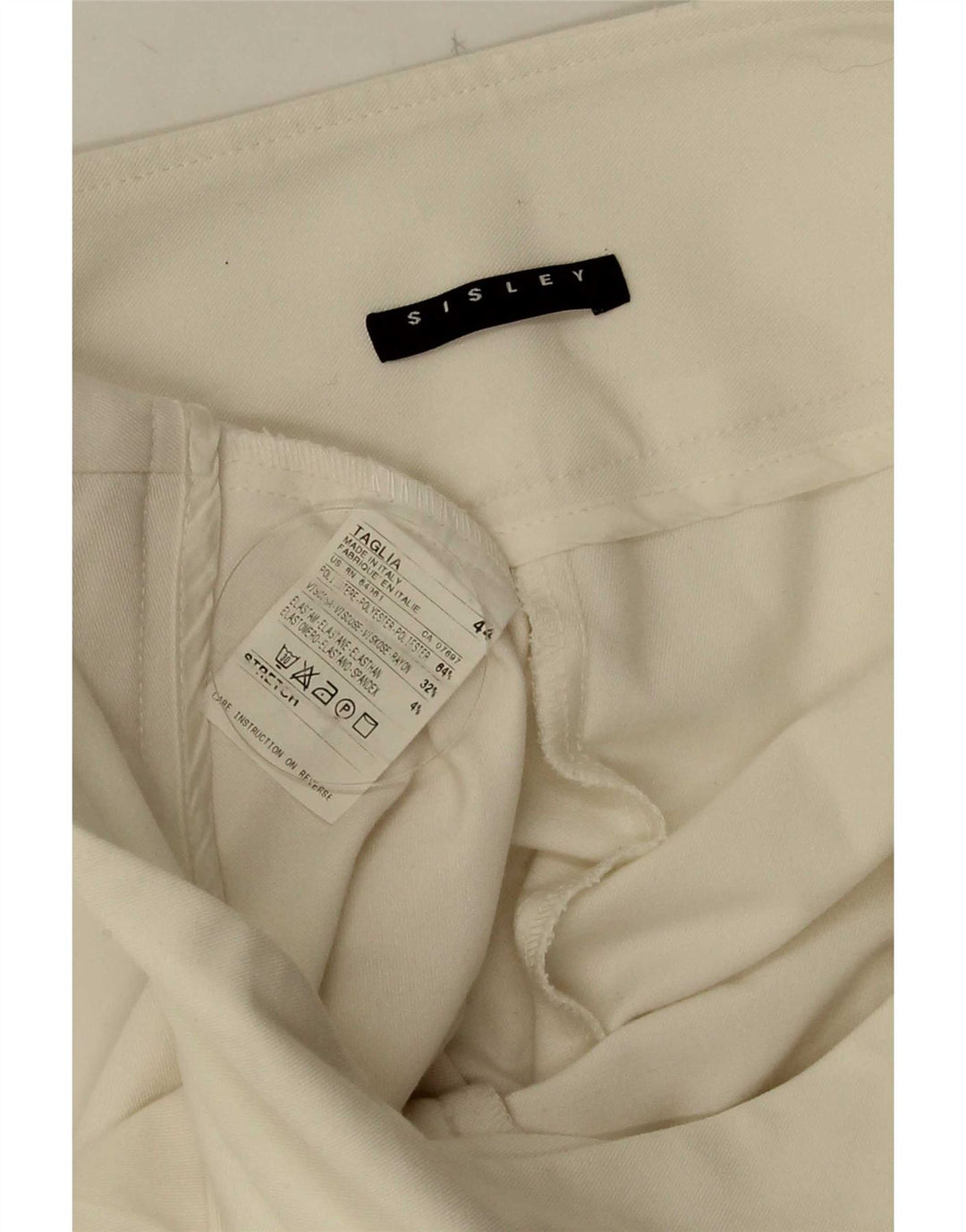 Pantaloni casual pentru femei Sisley Flare IT 44 Medium L30 L32 Poliester alb