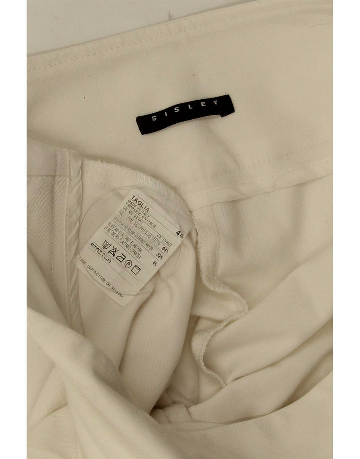 Pantaloni casual pentru femei Sisley Flare IT 44 Medium L30 L32 Poliester alb