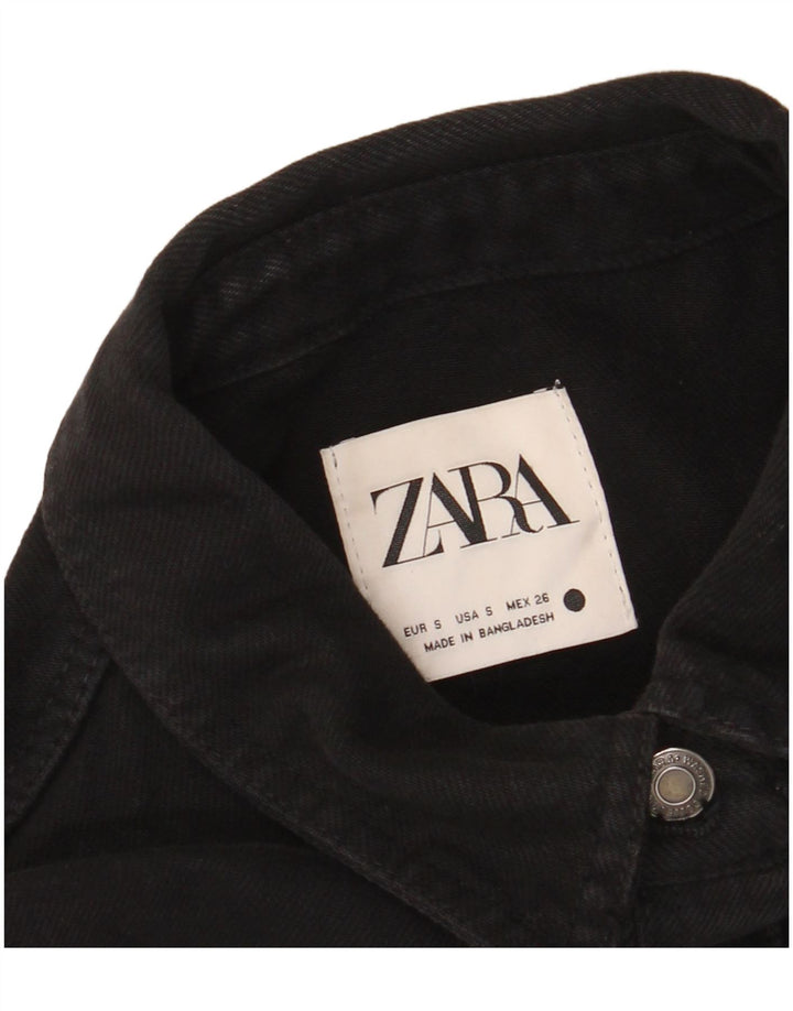 ZARA Womens Oversized Denim Shirt UK 10 Small Black Cotton