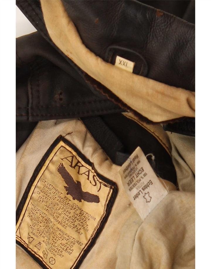 Jachetă de piele vintage pentru bărbați UK 44 2XL maro
