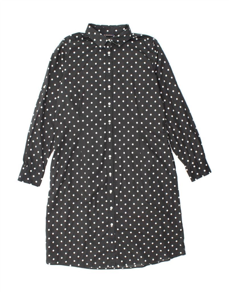 BROOKS BROTHERS Womens Long Sleeve Shirt Dress US 14 XL Black Polka Dot Vintage Brooks Brothers and Second-Hand Brooks Brothers from Messina Hembry 