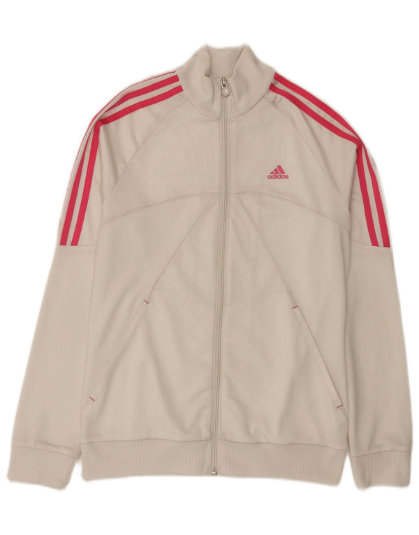 Jachetă de top pentru trening cu grafic pentru fete Adidas 14-15 ani poliester alb