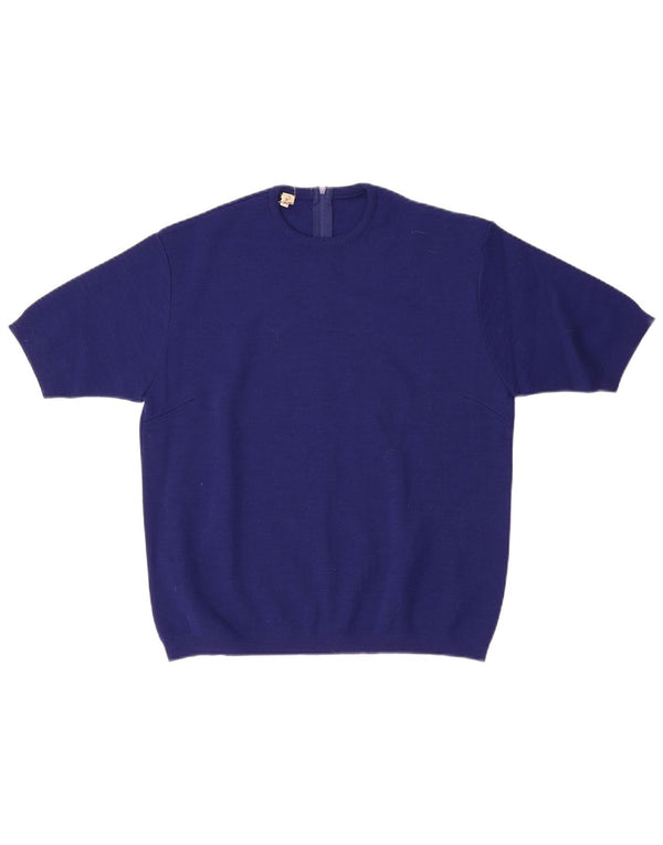 Pulover Vintage pentru damă cu mânecă scurtă cu gât crew pulover IT 44 Medium Bleumarin