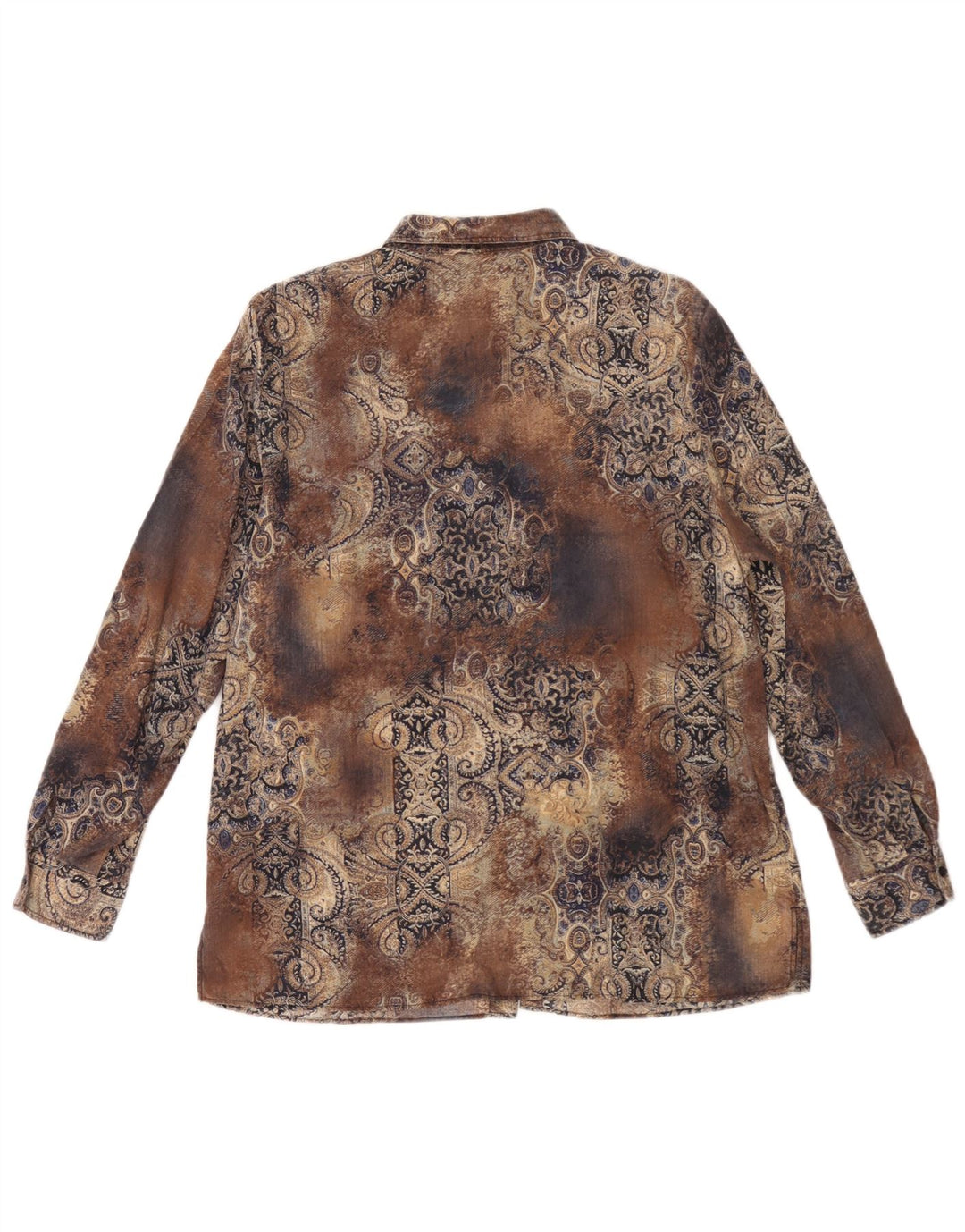 Cămașă Vintage pentru femei supradimensionată IT 44 Medium Brown Paisley Tencel