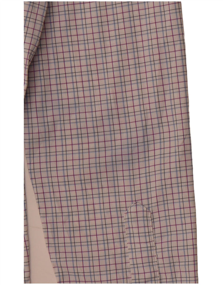 BONOBOS Cămașă pentru bărbați Slim Fit Mărimea 15 1/2 Medium Pink Check Nylon