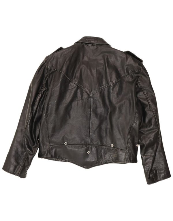 Jachetă militară din piele vintage pentru bărbați UK 42 XL negru