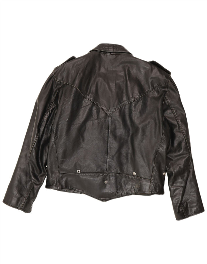 Jachetă militară din piele vintage pentru bărbați UK 42 XL negru