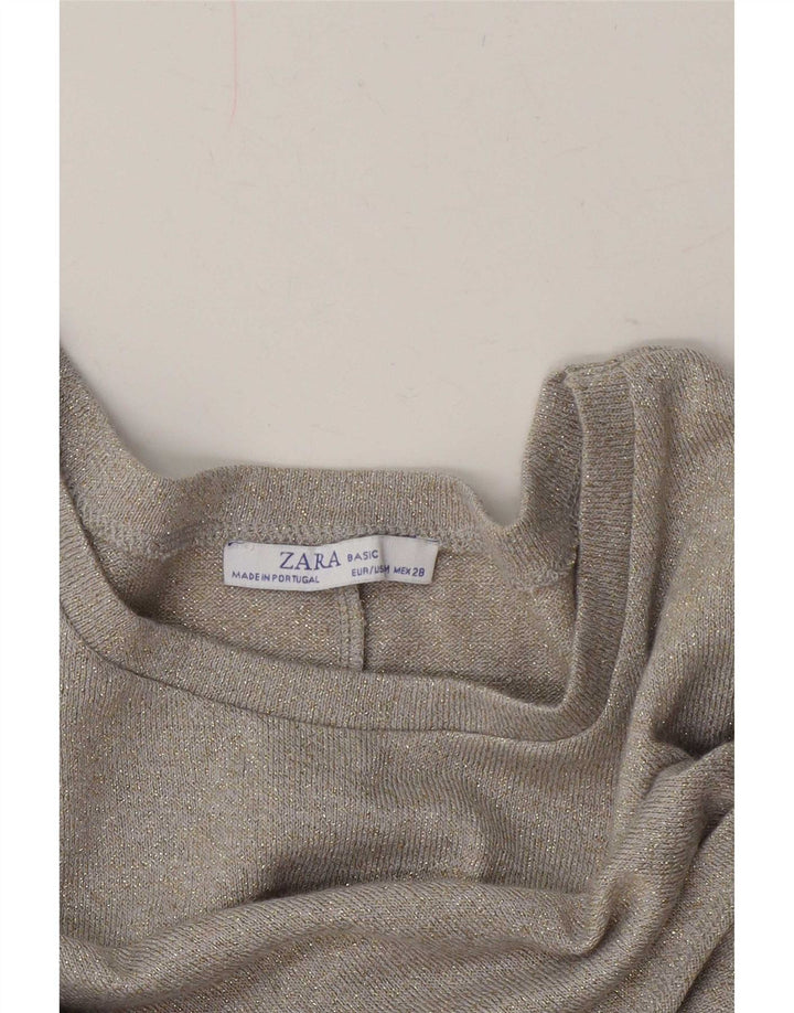 Top bluză supradimensionată pentru femei Zara UK 14 Medium Bej Flecked