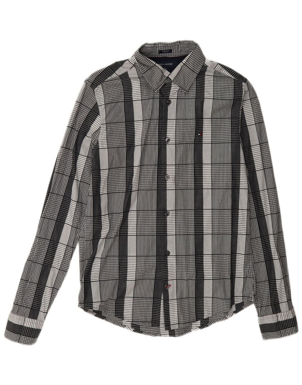 Cămașă pentru bărbați Tommy Hilfiger New York Fit XS, bumbac cu carouri gri
