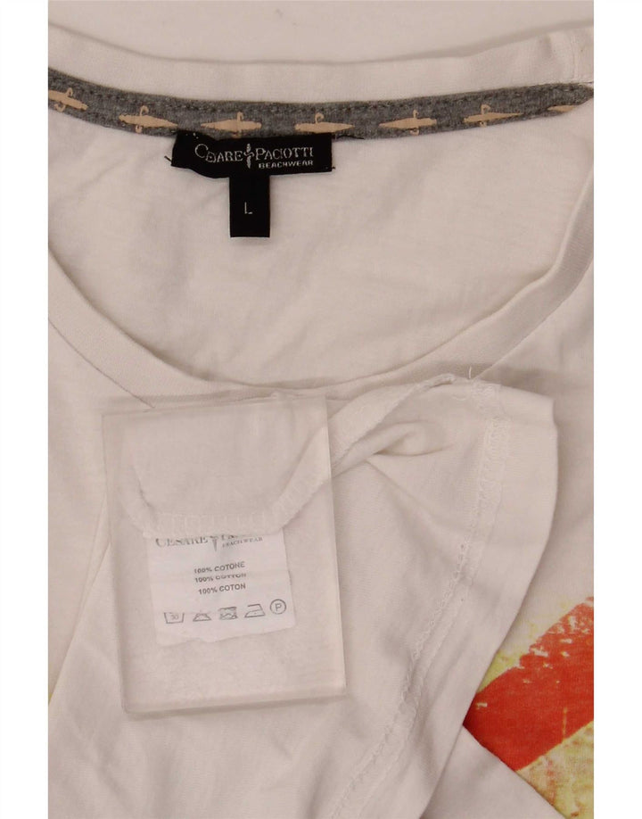 Tricou grafic pentru bărbați Cesare Paciotti Top mare din bumbac alb