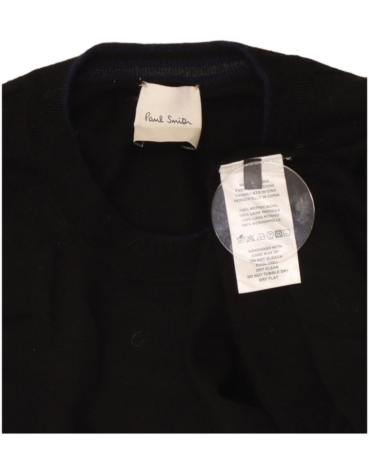 Pulover pentru bărbați Paul Smith, cu gât crew, lână mare, neagră
