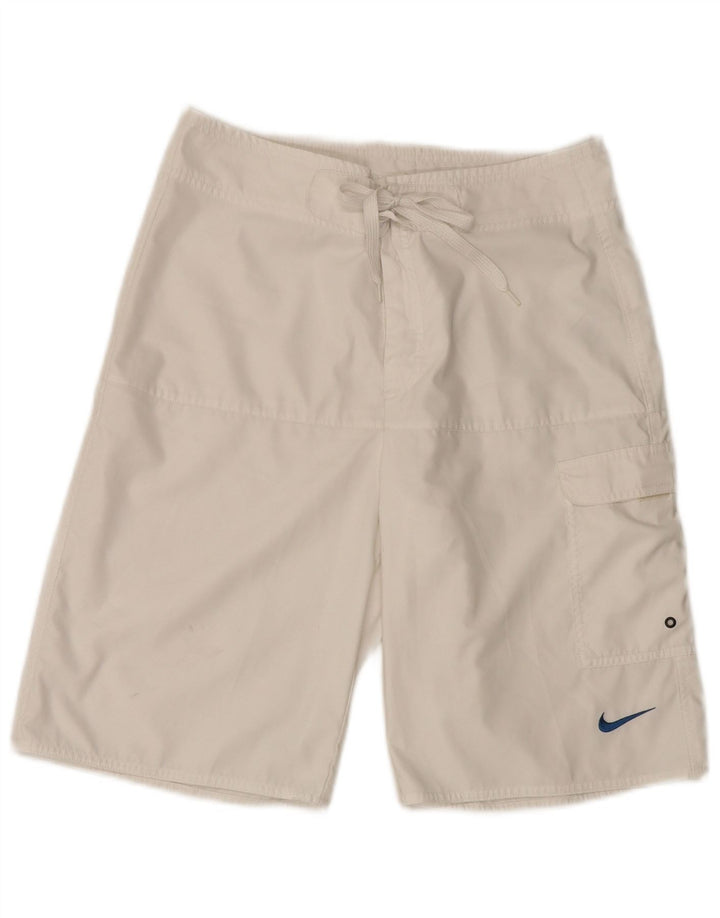 Pantaloni scurți de înot Nike pentru bărbați, poliester alb, mic