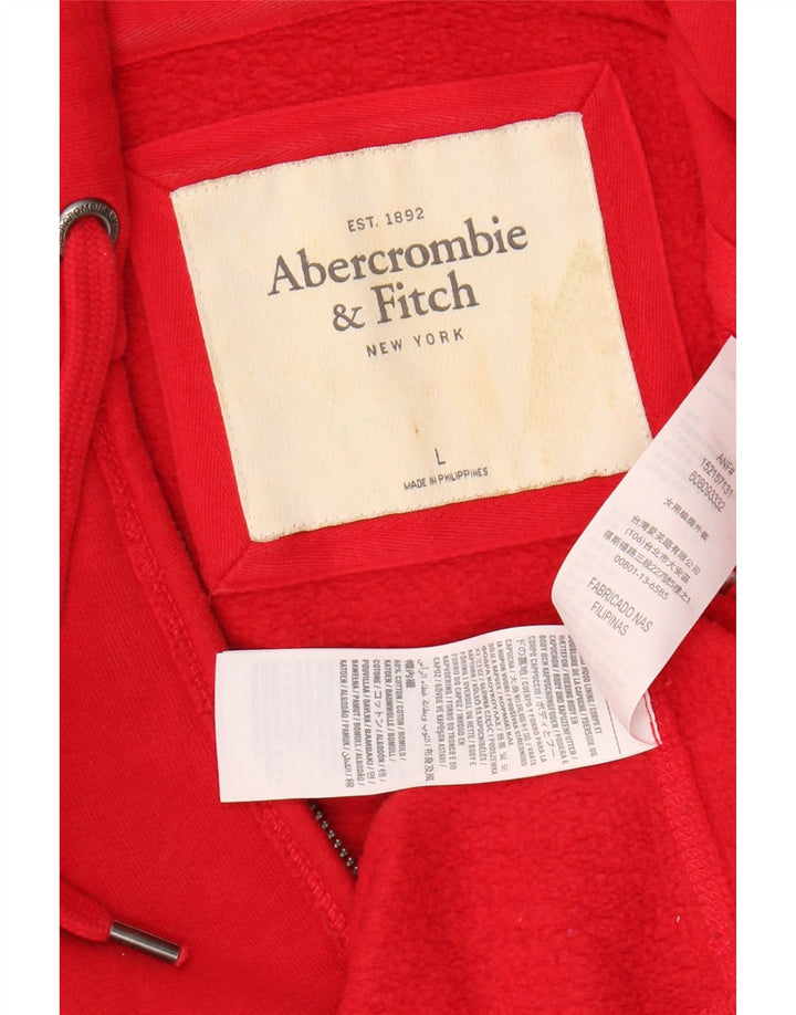 ABERCROMBIE & FITCH Pulover cu capota cu fermoar pentru femei UK 16 Large Red