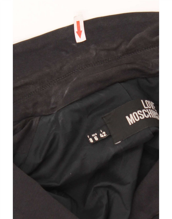Sacou Moschino pentru femei Crop Graphic 3 Button Blazer UK 10 Small Black