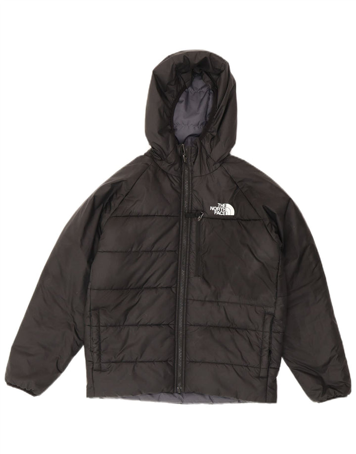 Jachetă căptușită reversibilă cu glugă The North Face pentru băieți 11-12 ani, gri