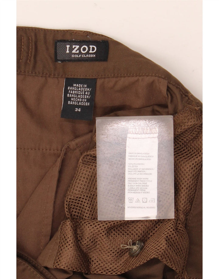 Pantaloni scurți chino pegged IZOD pentru bărbați W34 poliester maro mare