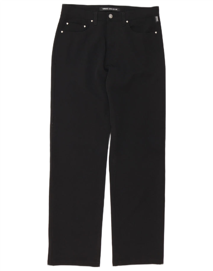 Pantaloni casual drepti pentru bărbați VERSACE IT 46 Small W32 L30 Poliester negru