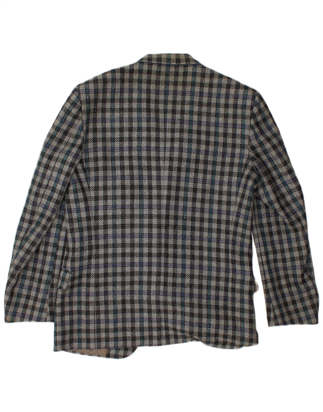 VALENTINO Jachetă pentru bărbați cu 2 nasturi IT 50 Lână virgină mare cu carouri albastre