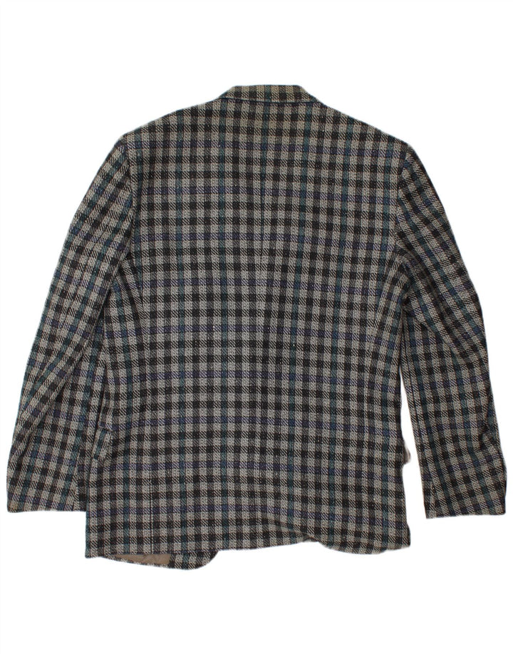 VALENTINO Jachetă pentru bărbați cu 2 nasturi IT 50 Lână virgină mare cu carouri albastre