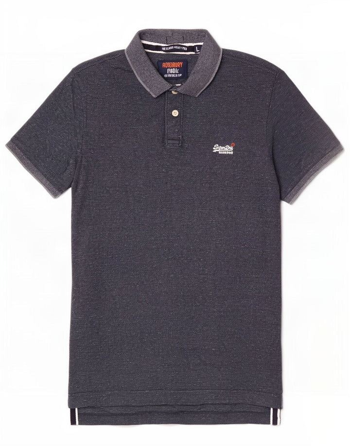 Tricou polo pentru bărbați Superdry, mare, albastru marin, bumbac cu pete