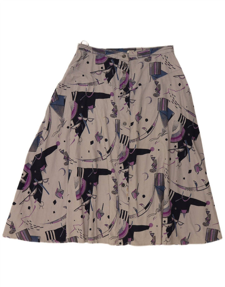 Fustă A-Line pentru femei VINTAGE cu talie înaltă W32 mare, gri, geometrică