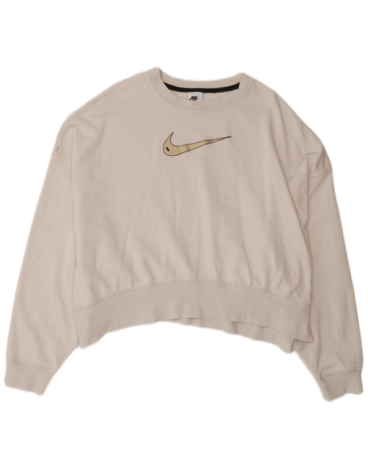 Pulover NIKE pentru femei oversized Crop Graphic Pulover UK 16 Large White