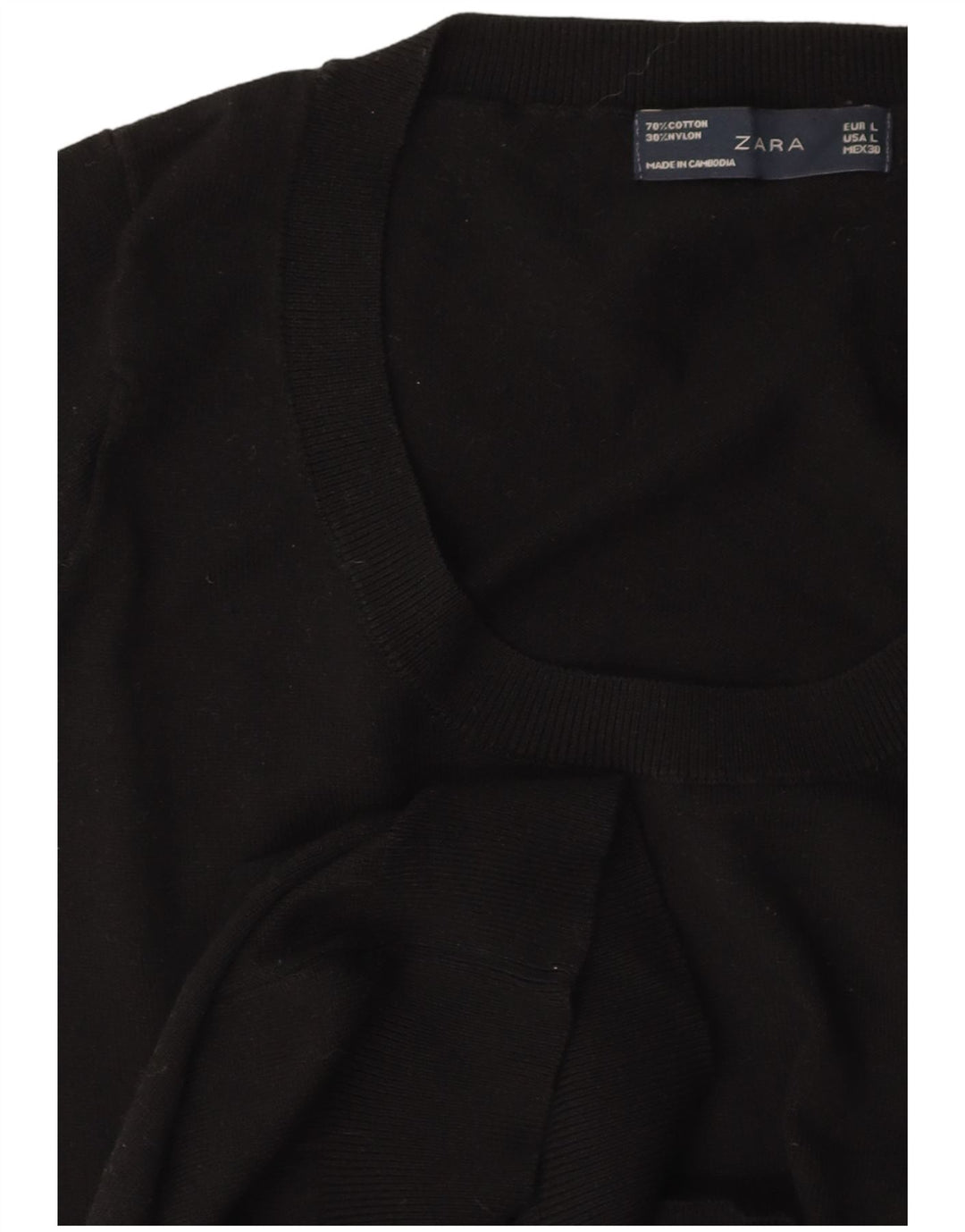 Pulover ZARA pentru damă, cu mânecă scurtă, cu gât de barcă, mare, negru