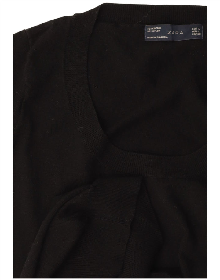 Pulover ZARA pentru damă, cu mânecă scurtă, cu gât de barcă, mare, negru