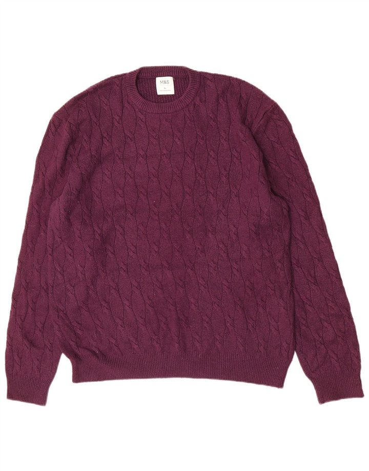 Pulover pentru bărbați Marks & Spencer, cu gât crew, XL, mov, poliamidă
