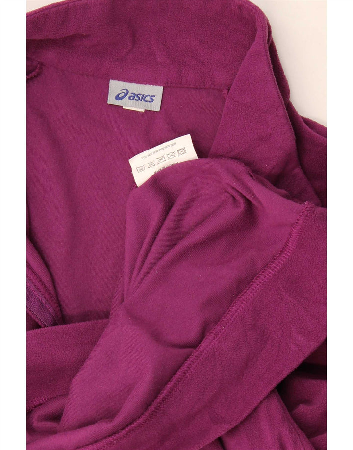 Pulover Asics pentru femei, cu fermoar și gât, din fleece UK 16, mare, violet, poliester