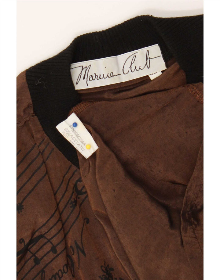 Top cu grafic pentru femei vintage cu mânecă lungă EU 42 mare maro viscoză