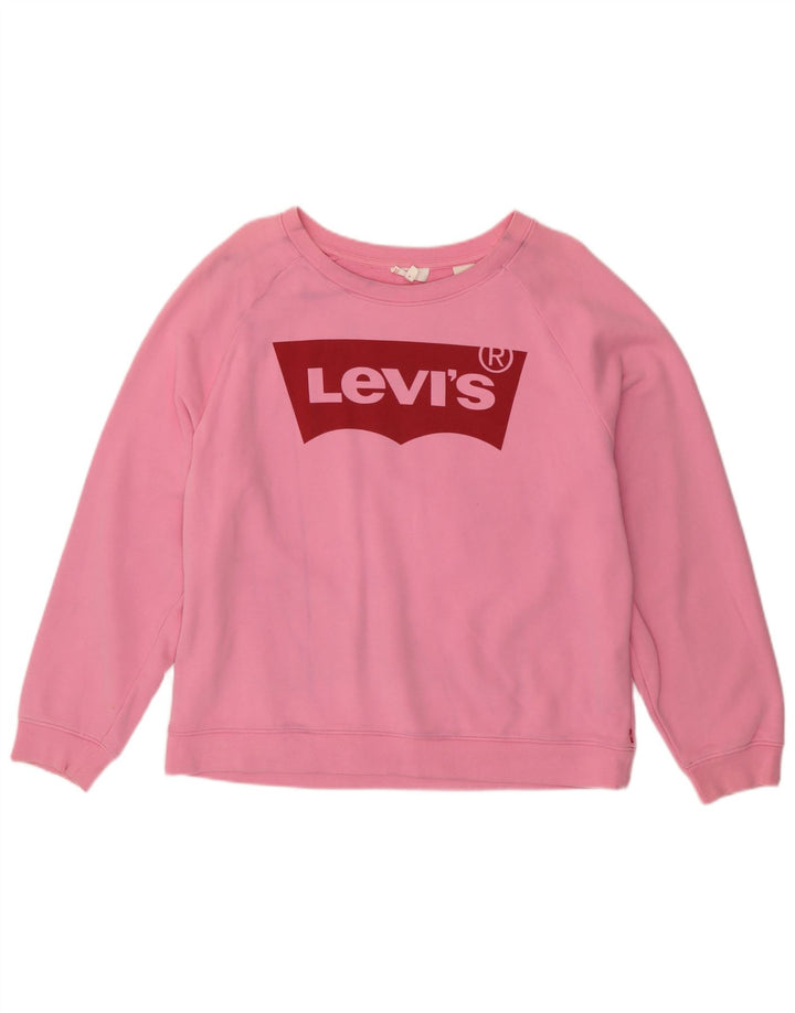 Levi's Pulover supradimensionat cu grafic pentru femei UK 16, bumbac mare, roz