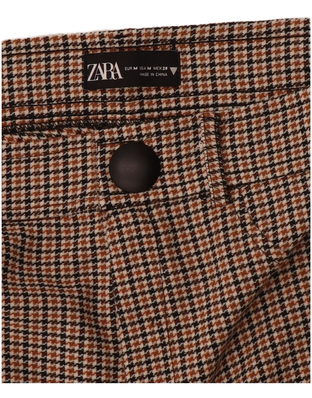 Pantaloni casual slim pentru femei Zara Mediu L28 L28 Maro Houndstooth