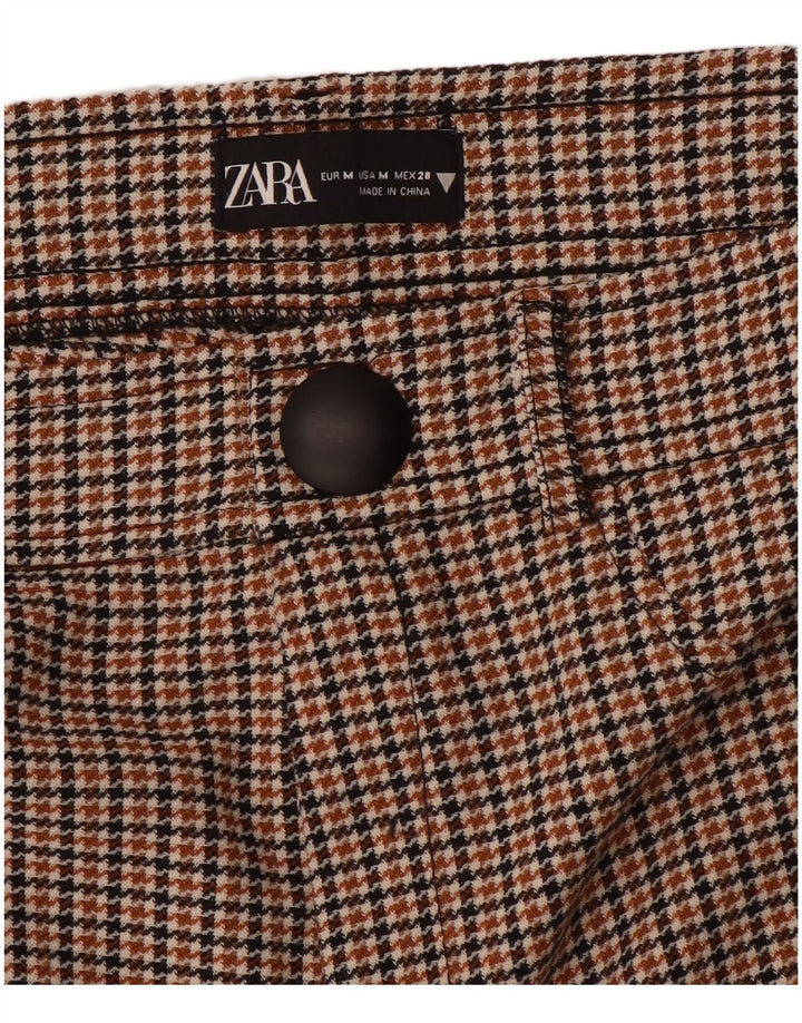Pantaloni casual slim pentru femei Zara Mediu L28 L28 Maro Houndstooth