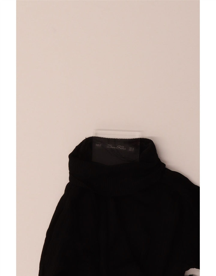 ZARA Womens Crop Turtle Neck Jumper Sweater UK 12 Medium Black