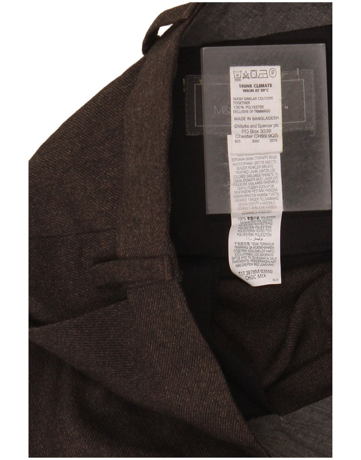 Pantaloni de costum pentru bărbați Marks & Spencer, cu ajustare normală, L44 L33, poliester maro