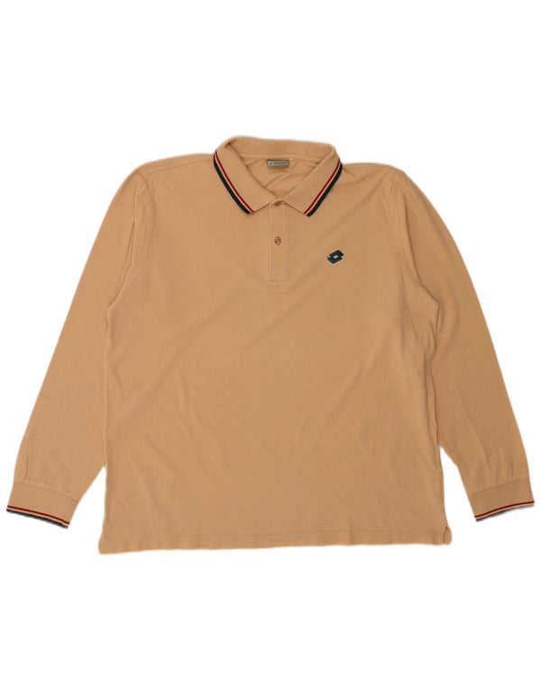 Tricou polo cu mânecă lungă pentru bărbați Lotto UK 46/48 3XL bumbac bej