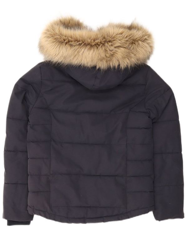 Jachetă căptușită cu glugă Jack Wills pentru femei UK 8 Small Bleumarin