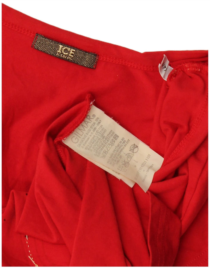 ICEBERG Popeye Tricou grafic Top UK 12 Bumbac roșu mediu