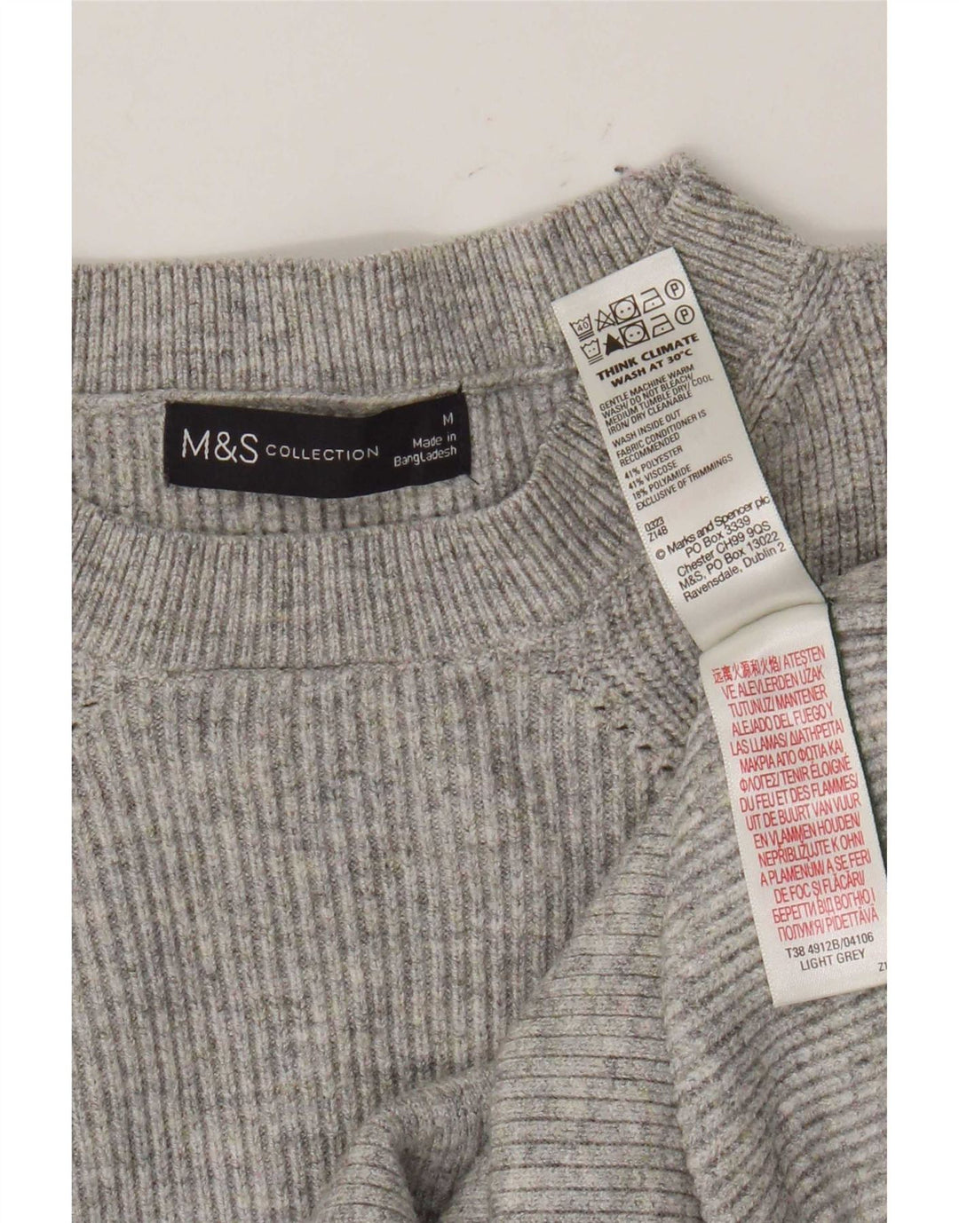 Pulover pentru femei Marks & Spencer cu decolteu rotund UK 12 Medium Gri Pete