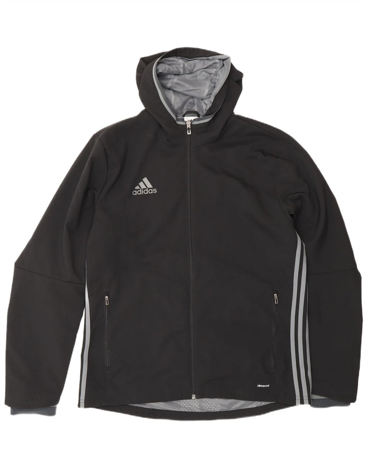 Jachetă de trening Climacool cu glugă ADIDAS pentru bărbați, poliester negru mare