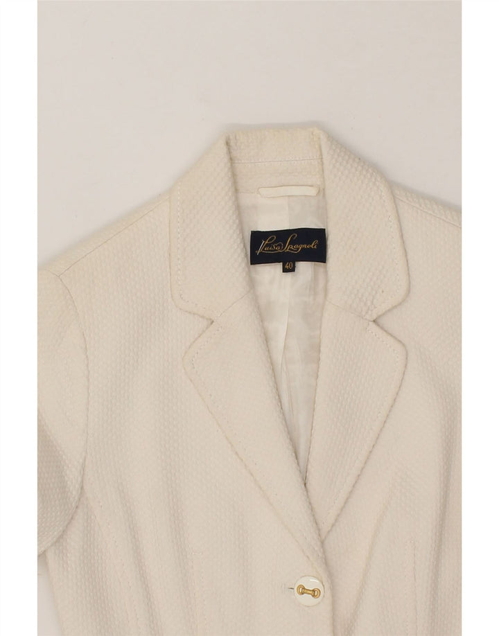LUISA SPAGNOLI Womens 3 Button Blazer Jacket IT 40 Small Off White Cotton Vintage Luisa Spagnoli and Second-Hand Luisa Spagnoli from Messina Hembry 