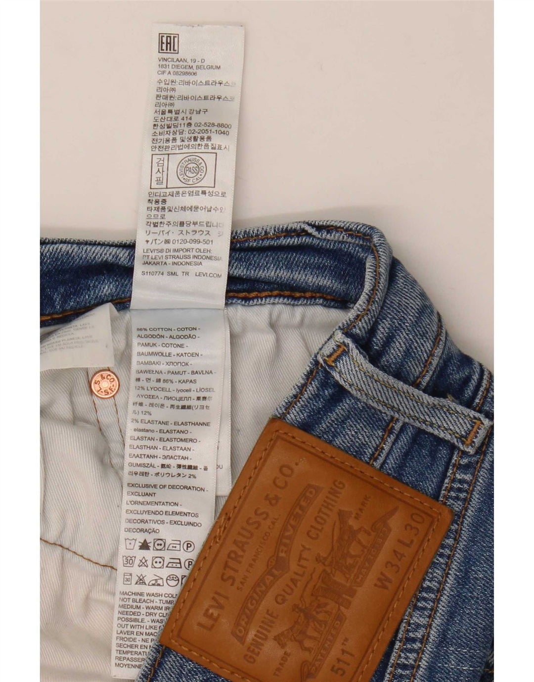 Blugi Levi's 511 Slim pentru bărbați W34 L30 Bumbac albastru