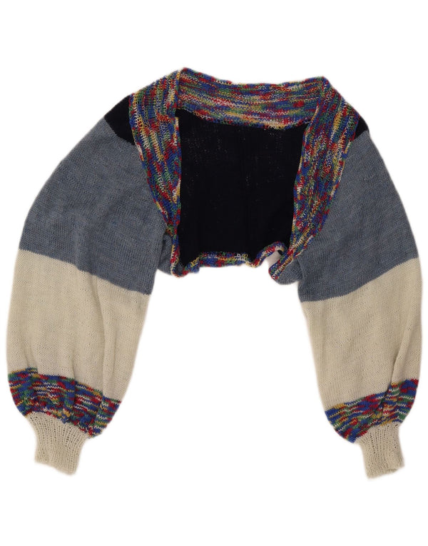 Jumper Vintage pentru femei Crop Bolero UK 14 Medium Multicolor Colorblock
