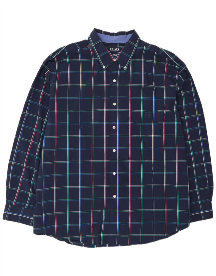 Cămașă pentru bărbați Chaps Stretch 3XL, bumbac cu carouri bleumarin